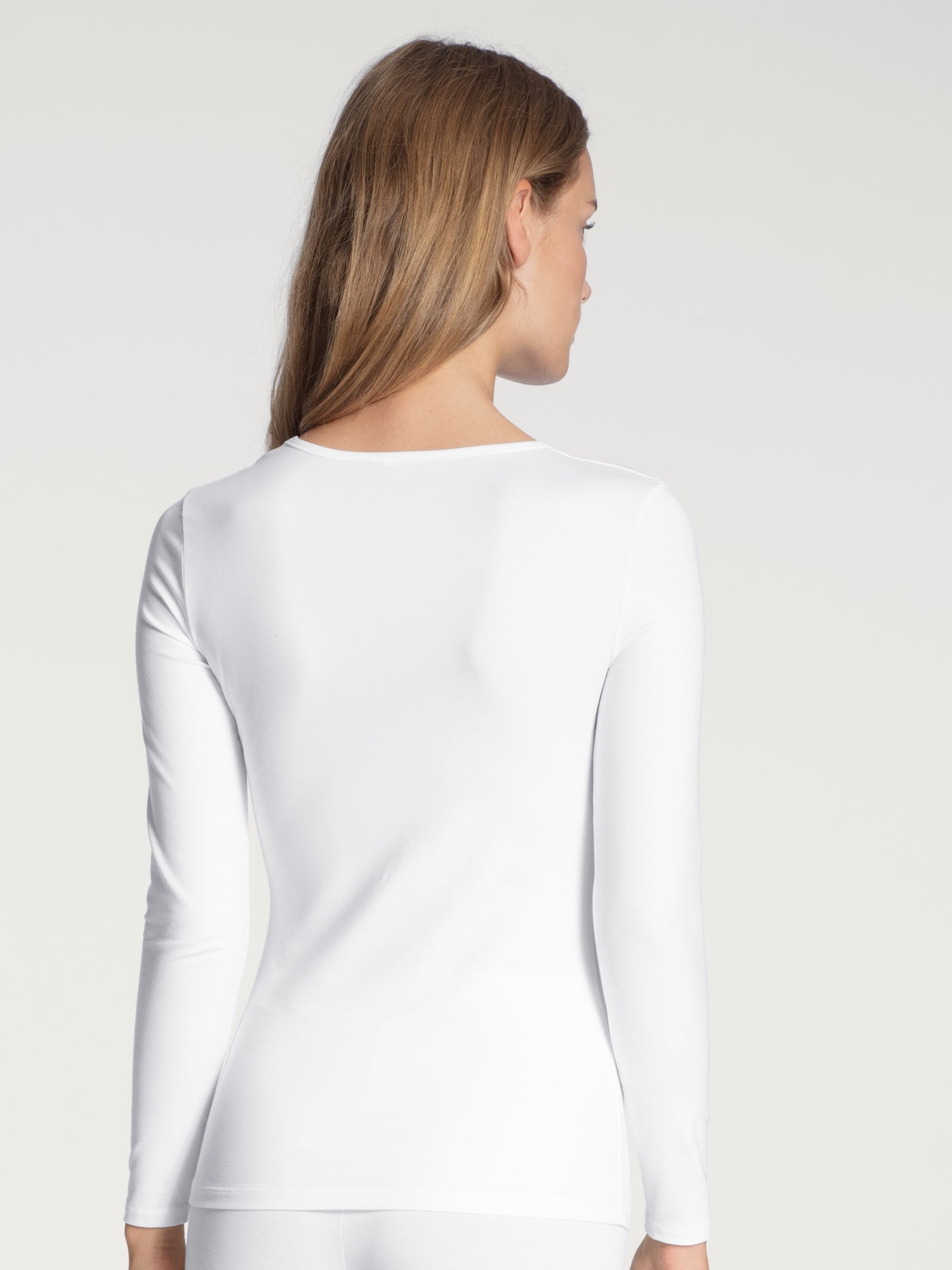 Calida Natural Comfort Top Long Sleeve bomull vit 15075 bakifrån Helgas Borlänge