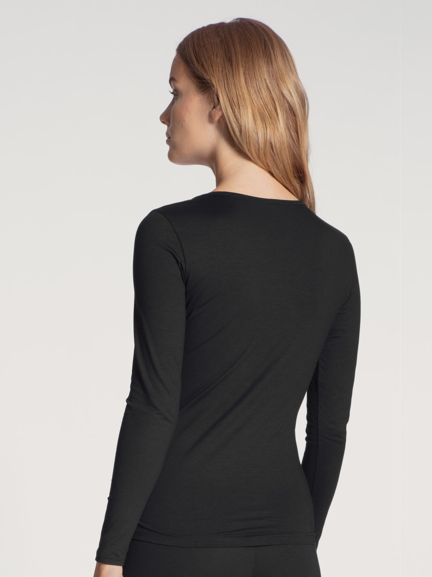Calida Natural Comfort Top Long Sleeve bomull svart 15075 bakifrån | Helgas