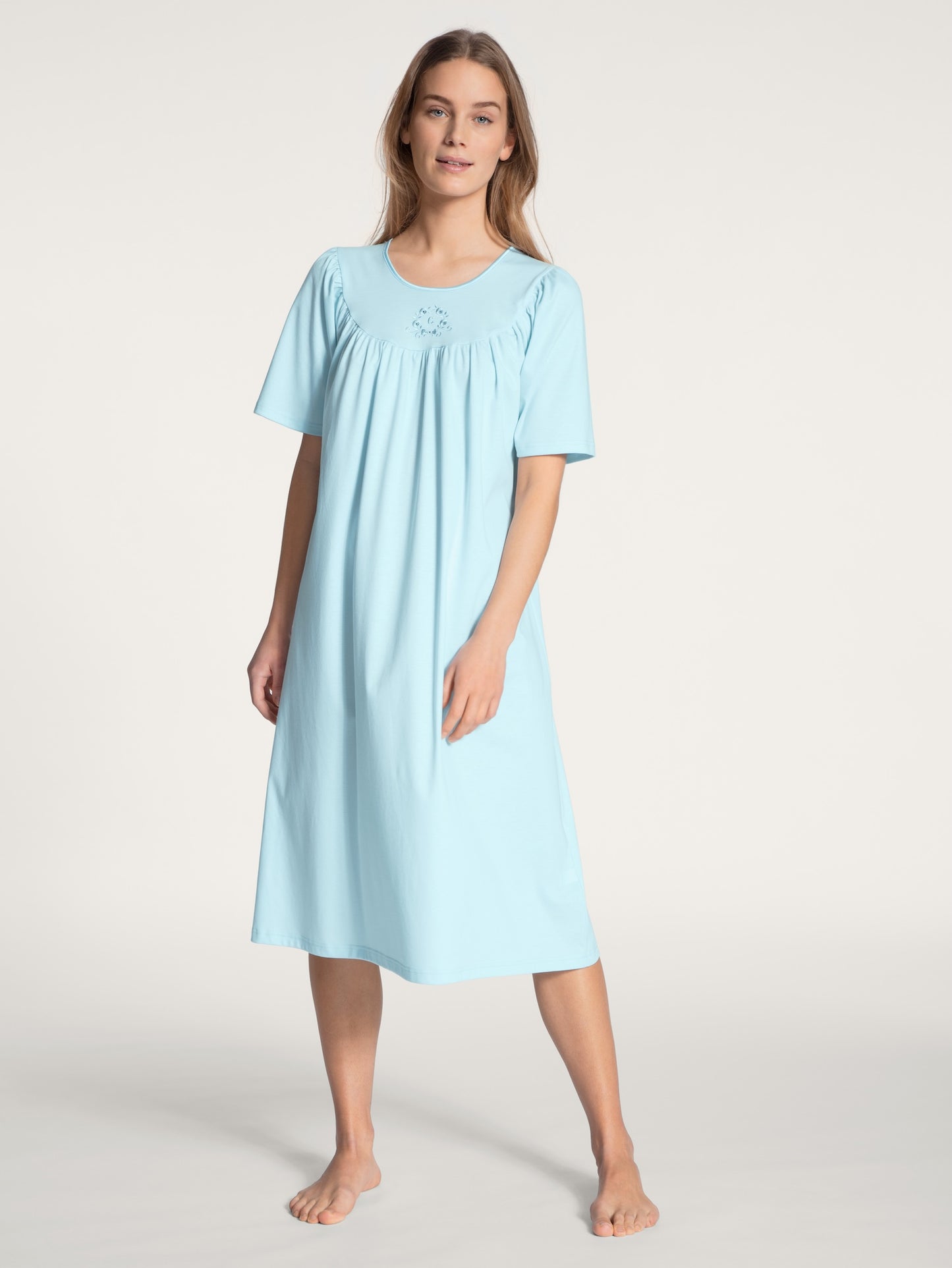 Calida Soft Cotton 34000 Hellblau, Nattlinne kort ärm 