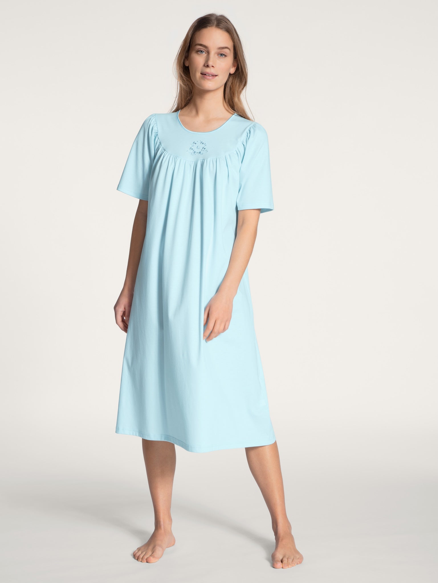 Calida Soft Cotton 34000 Hellblau, Nattlinne kort ärm 
