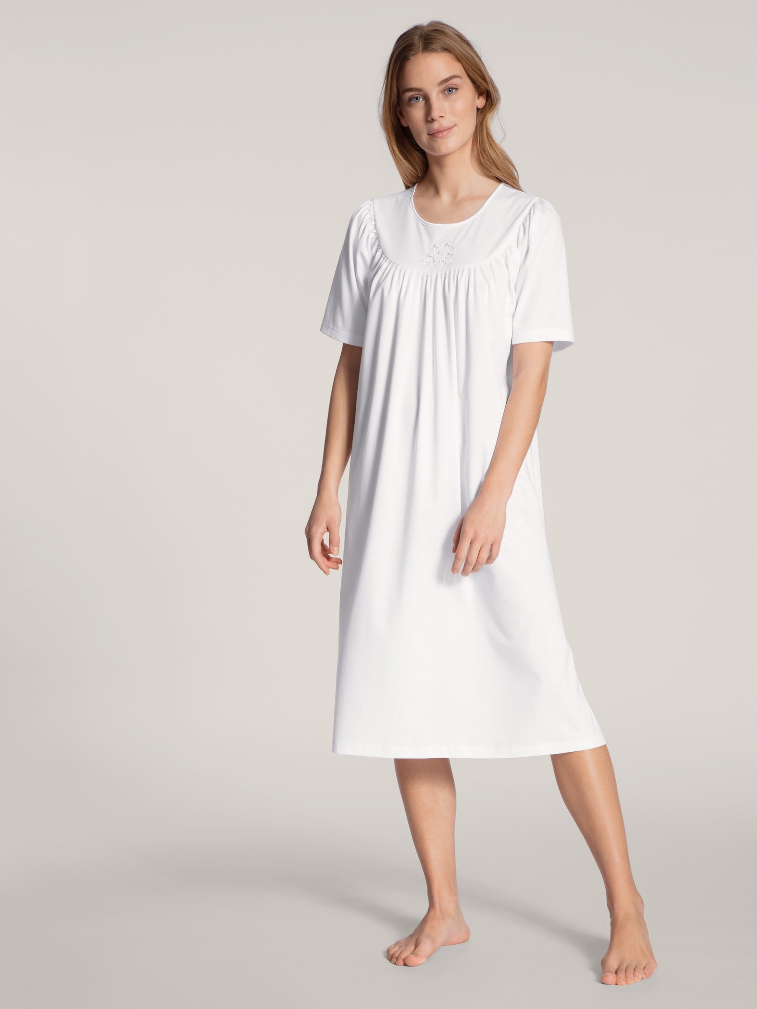 Calida Soft Cotton 34000 White, Nattlinne kort ärm
