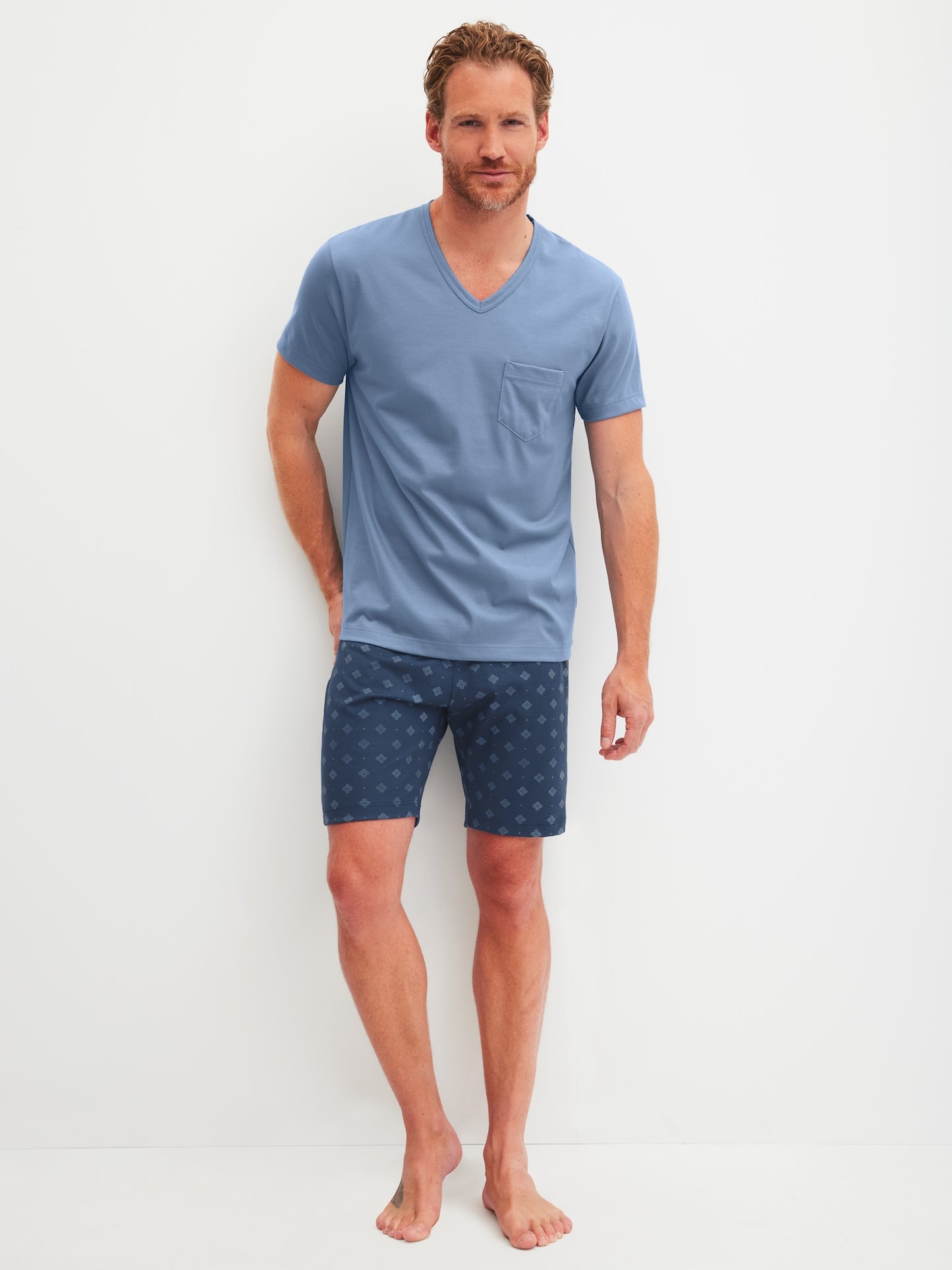 Calida Pyjamas Herr Relax Imprint 47187 Coronet Blue