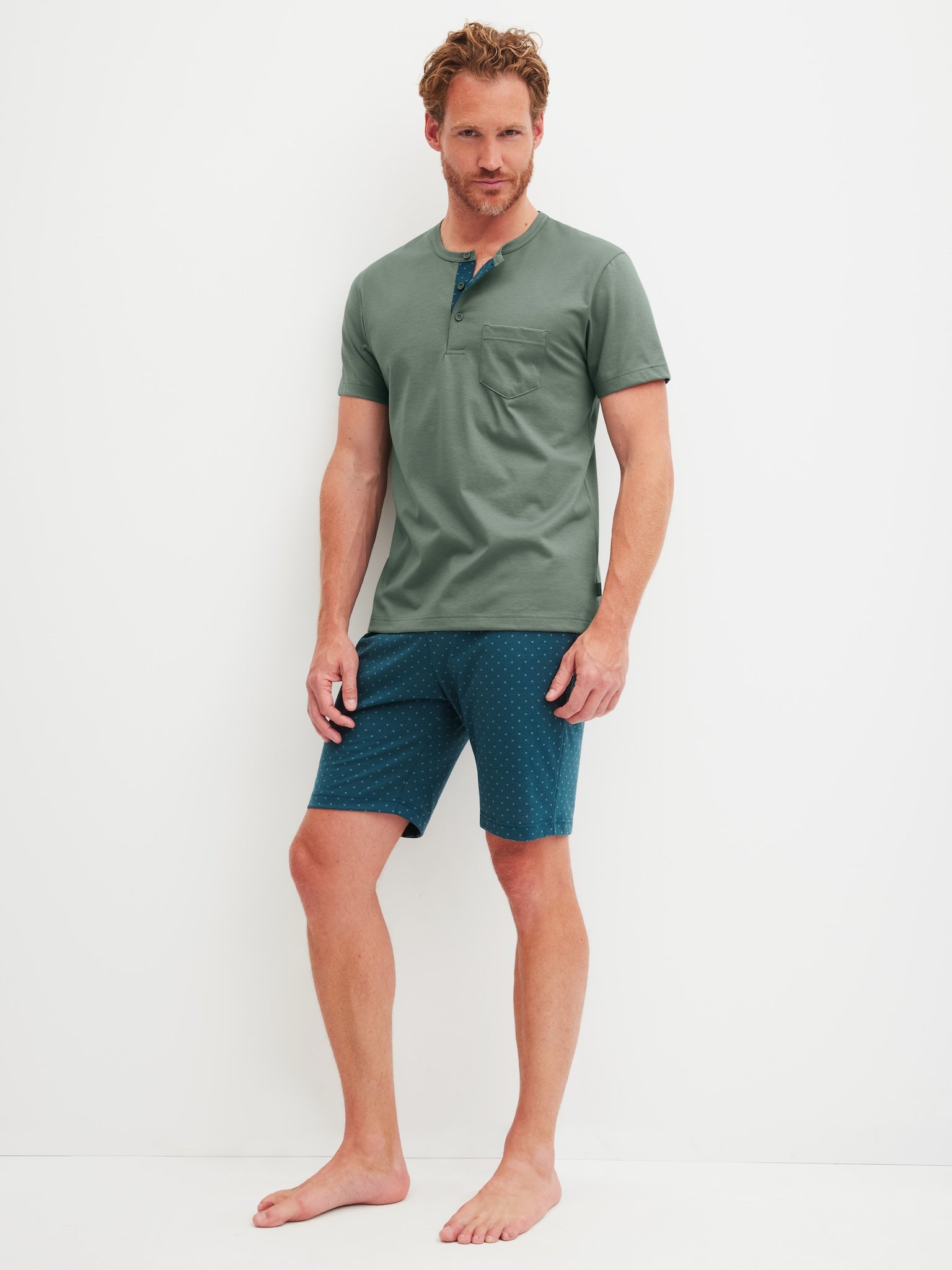 Calida Pyjamas Herr Relax Imprint 47287 Laurel Green