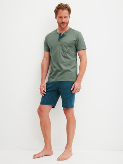 Calida Pyjamas Herr Relax Imprint 47287 Laurel Green