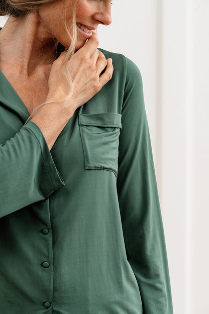 Pyjamas jacka dam Christine, Abelle grön ficka | Köp online | Helgas