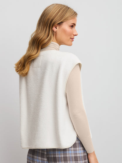 Mjuk plush‑väst i bomull med öppen design, idealisk för hemmamys och lager‑på‑lager.
