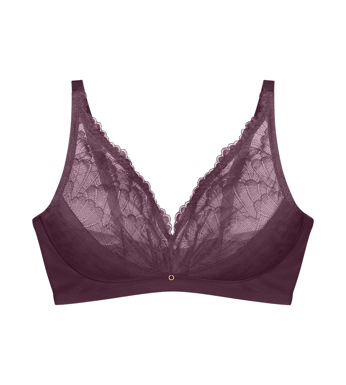 Stretchspets‑bralette med funktionellt foder och gyllene detaljer för romantisk, naturlig komfort.