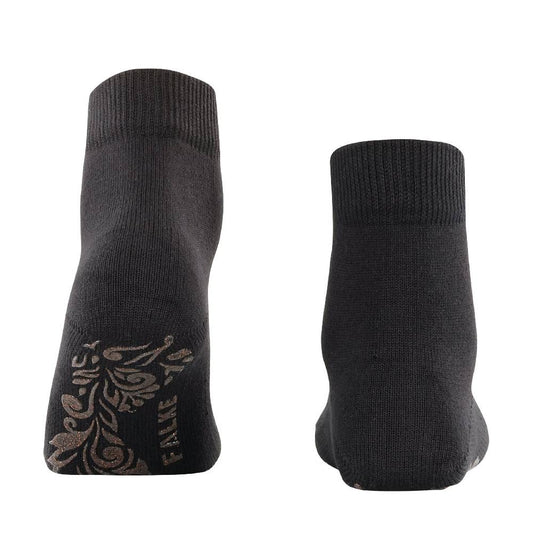 Falke antihalkstrumpor i svart bomullsblandning med cashmere och mjuk ribbstickad design